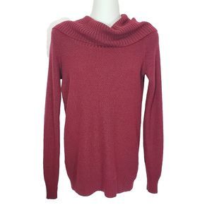 The Limited Sweater XS Burgundy Cowl Neck Ribbed Pullover Lightweight